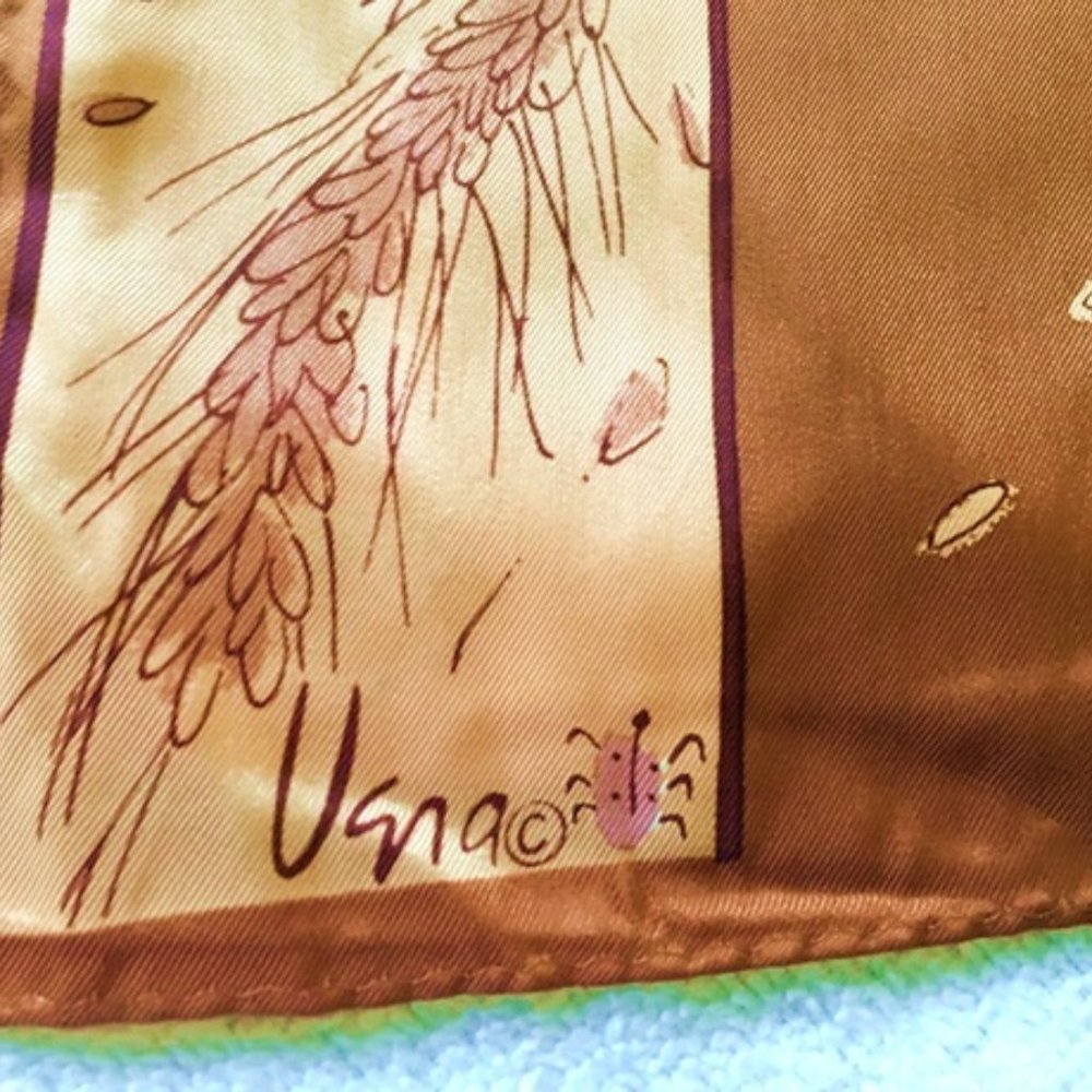 Vintage Vera Neumann Wheat Kernels Golden Brown Light Golden Orange Scarf